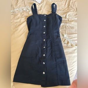 Black Denim Button Dress || Black || Stretchy